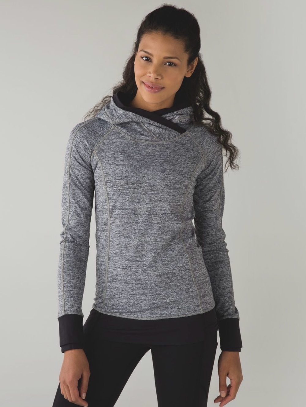 Lululemon Think Fast Heather Grey Women’s Crossneck Pullover Hoodie